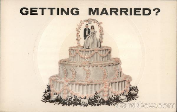 Getting Married Wedding Cake with Bride and Groom Marriage & Wedding