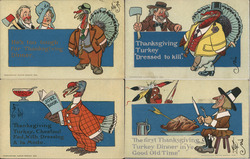 Set of 4: Thanksgiving Humor Series 352 Postcard