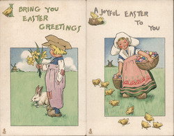 Set of 2: Dutch Children Easter Greetings Postcard