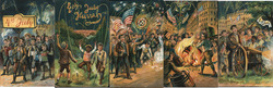 Set of 5: Boys Celebrating 4th of July Postcard