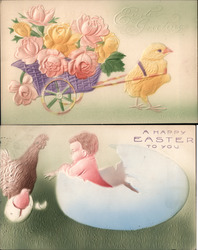Set of 2: Airburshed Easter Pastel Postcard