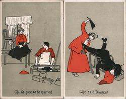 Set of 2: Nice to Be Married / Who Said Divorce Postcard