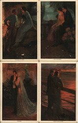 Set of 4: Couples, Dark Postcard