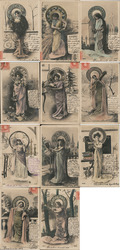 Set of 11: Art Nouveau Women, Months of Year Postcard