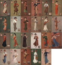 Set of 23: National Art Co. State Girls Series, Women Postcard