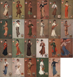 Set of 23: National Art Co. State Girls Series, Women Postcard