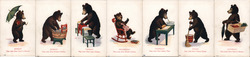 Complete Set of 7: Busy Bears Days of the Week Postcard