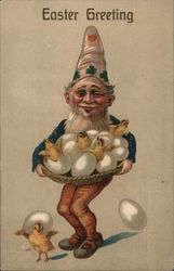 Easter Greeting - Gnome with Eggs and Chicks Postcard