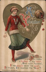My Valentine - Girl with Football Postcard