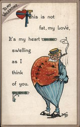 This is not fat, my love, it's my heart swelling as I think of you - To my Valentine Postcard
