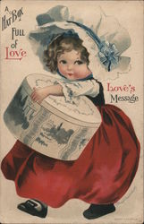 A Hat Box Full of Love - Girl With Hatbox Children Ellen Clapsaddle Postcard Postcard Postcard