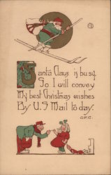 Santa Claus on Skis Postcard