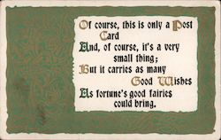 This is only a Post Card but it carries Good Wishes Postcard