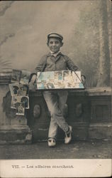 French: Boy Selling Postcards, Street Merchant Postcard