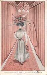 Girl With Large Hat in Corridor Postcard