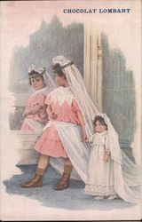 Chocolat Lombart: Girl Dressing as Bride Postcard