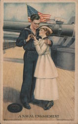 A Naval Engagement - Man Placing Ring on Woman's Finger Postcard