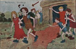 Pre-historic Courtship. Marriage. Postcard