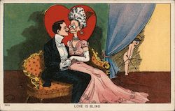 Couple Kissing on Sofa Postcard