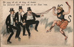 Devil Woman with Men on Strings Postcard