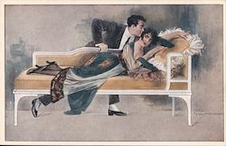 Couple Kissing on Sofa Postcard
