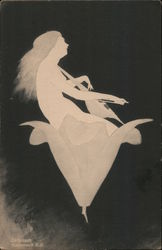 Woman Playing Musical Instrument Postcard