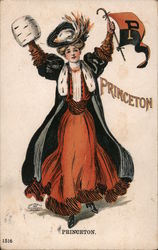 Princeton - Woman with College Flag Postcard