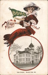 High School, Beaver Dam, Wis. Postcard