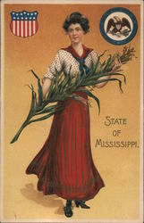 Girl with Corn Stalk - State of Mississippi Postcard