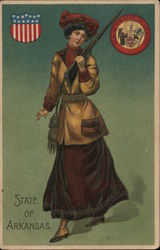 State of Arkansas-Woman holding rifle Postcard