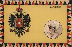 Austriche Crest and Woman in Costume Postcard