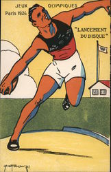 Rare: Jeux Olympiques Paris 1924 "Lancement du Disque" Postcard