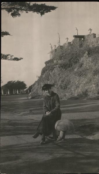 Woman Sitting on a Toadstool, Sutro Heights Park San Francisco California