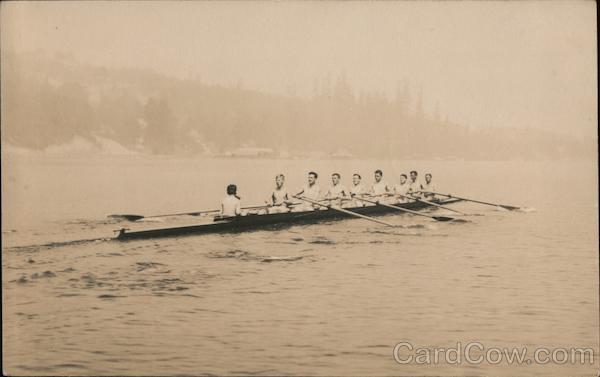 Stanford University Rowing Team Practicing for Race California