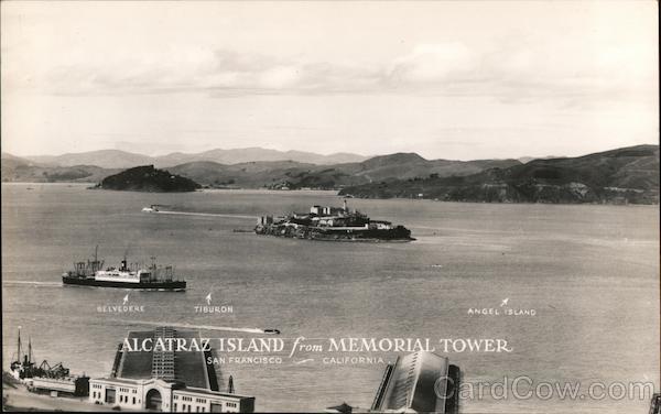 Alcatraz Island from Memorial Tower San Francisco California