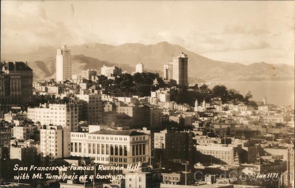 San Francisco's Famous Russian Hill with Mt. Tamalpais as a Background California