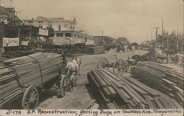 San Francisco Reconstruction; Getting Busy on Van Ness Ave. J-176 California