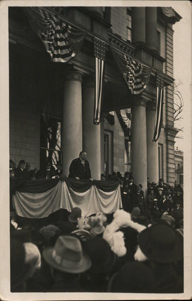 President Taft Standing on a Balcony in Front of a Crowd Concord New Hampshire
