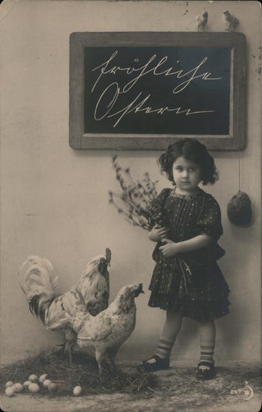 Girl with Wildflowers, Chickens With Children