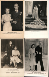 Lot of 4: Queen Elizabeth & Prince Albert Engagement & Wedding Postcard