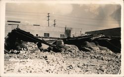 Crushed Cars Under Rubble, 1940 Earthquake Postcard