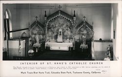 Interior of St. Anne's Catholic Church Tuolumne, CA Postcard Postcard Postcard