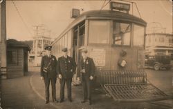 Policeman and Train Conductors, Ocean Beach Streetcar Postcard