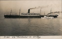 Pacific Mail Steamship Co. S.S. "Manchuria" in S.F. Bay J-123 San Francisco, CA Boats, Ships Postcard Postcard Postcard