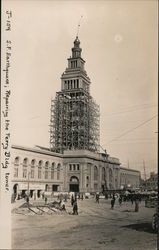 S.F. Earthquake; Repairing the Ferry Bldg. Tower. J-159 Postcard