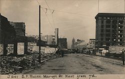 S.F. Ruins - Market Street East from 7th J-241 Postcard
