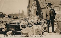 S.F. Ruins - Market St. West from Davis J-88 Postcard