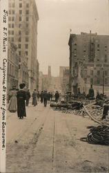 S.F. Ruins - California Street West from Sansome J-152 Postcard