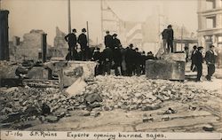 San Francisco Ruins - Experts Opening Burned Safes J-160 Postcard