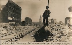 San Francisco Ruins, Lower Market St. J-215 Postcard